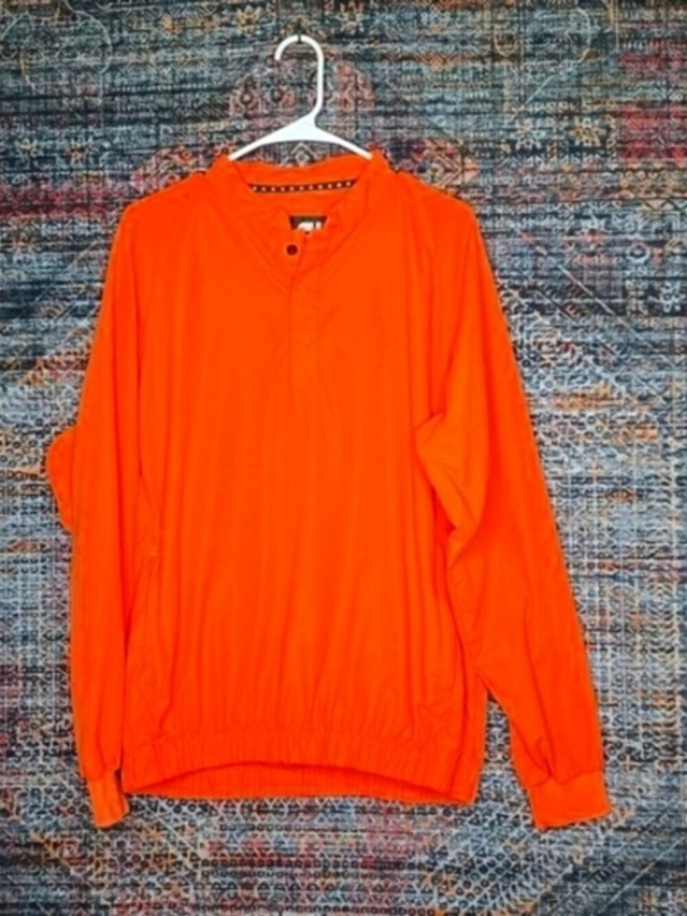 FootJoy mens solid orange 1/4 snap button windbreaker pullover M EUC